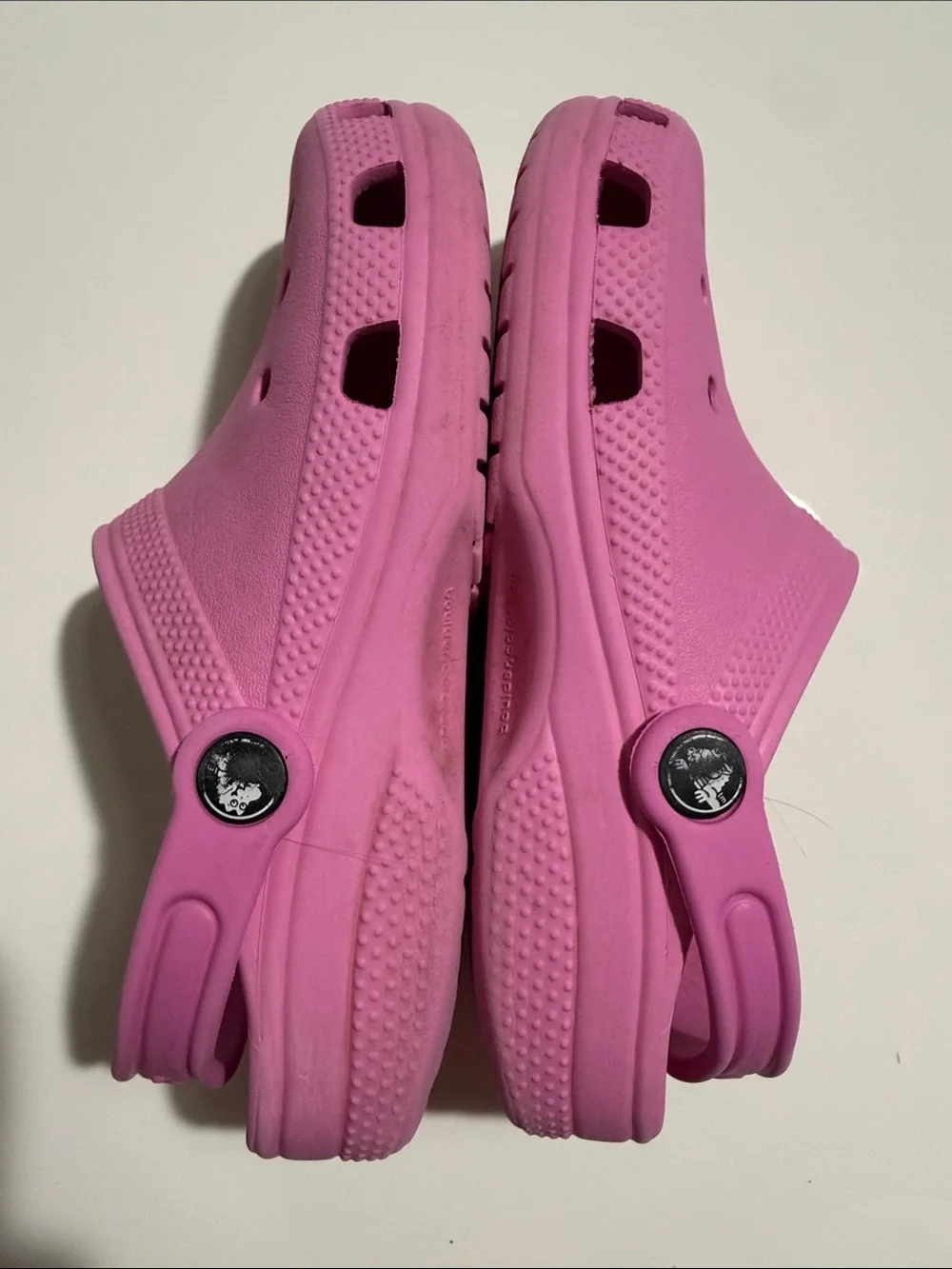CROCS Kids Bright Pink Classic Clogs with Heel Strap Sz J3